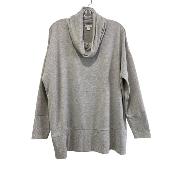 Garnet Hill Size L Gray Heathered Cowl-Neck Tencel Tunic Top Neutral Gorpcore - Picture 4 of 10